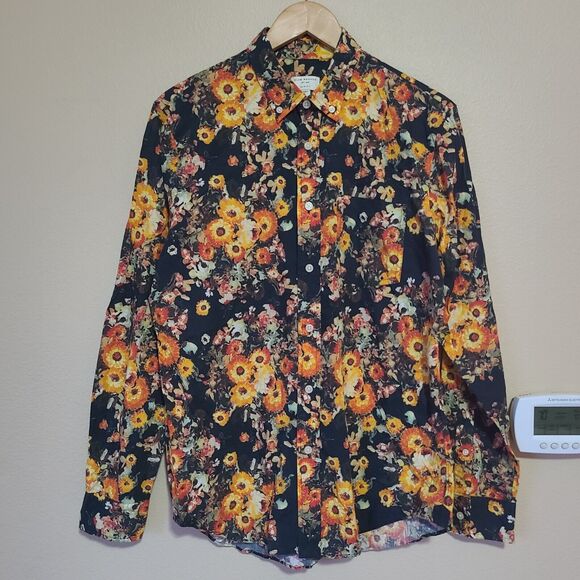 Club Monaco Floral Longsleeve Button-Up Collared Dress Shirt Mens Large Slim Fit - Picture 8 of 8